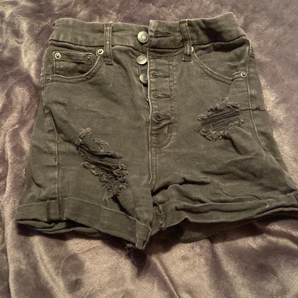 Black Aeropostale super high rise curvy midi Jean Shorts Size: 2